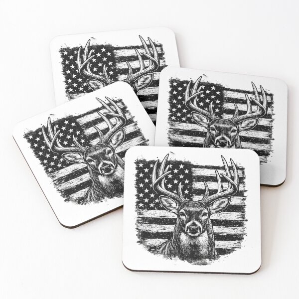 Item preview, Beautiful Whitetail buck with American flag designed and sold by New2UDesigns.