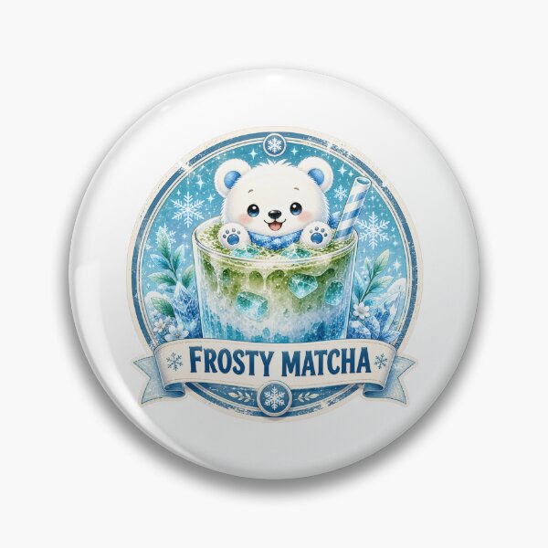 Item preview, Cute Polar Bear Frosty Matcha Iced Latte Sticker designed and sold by BrewmarkStudio.