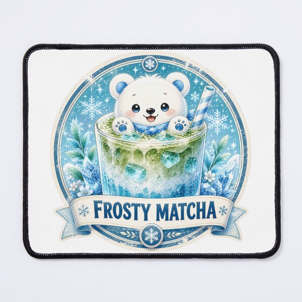 Item preview, Cute Polar Bear Frosty Matcha Iced Latte Sticker designed and sold by BrewmarkStudio.
