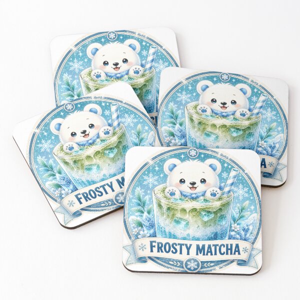 Item preview, Cute Polar Bear Frosty Matcha Iced Latte Sticker designed and sold by BrewmarkStudio.