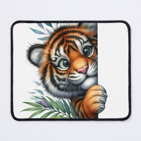 Item preview, Cute Baby Tiger Peeking Out 3D Cartoon Animal Illustration designed and sold by LunaPixelStudio.