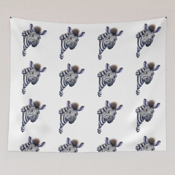 Item preview, Cute Baby Zebra Peeking Out 3D Cartoon Animal Safari Illustration designed and sold by LunaPixelStudio.