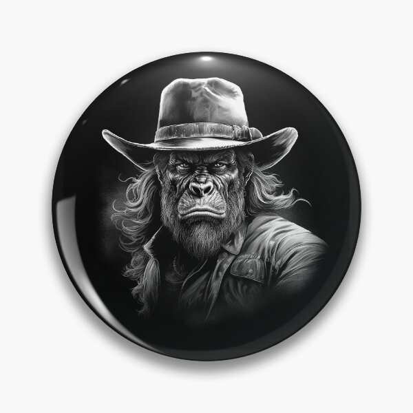 Item preview, Retrato de gorila vaquero | Arte animal del oeste en blanco y negro designed and sold by inkoutninja.