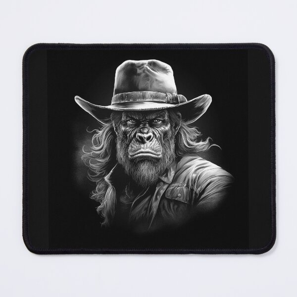 Item preview, Cowboy Gorilla Portrait | Black and White Western Animal Art designed and sold by inkoutninja.