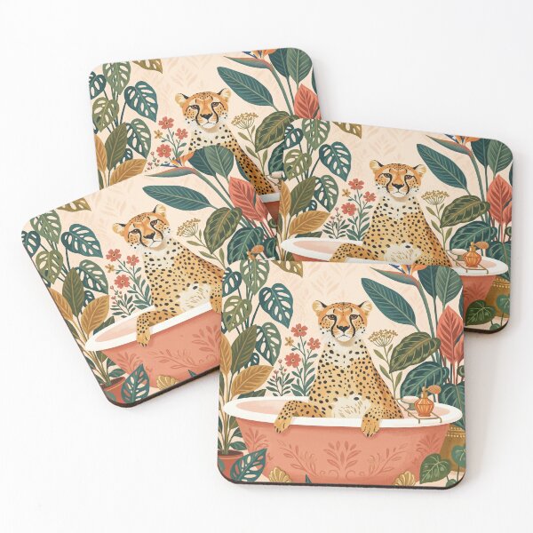 Item preview, Vintage Cheetah in Bathtub Digital Art Poster designed and sold by STTrillionTEES.