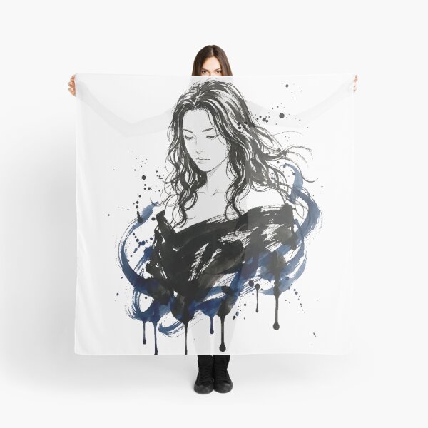 Item preview, Solitude — Japanese Sumi Ink Woman Portrait Art designed and sold by InkMindStudio.