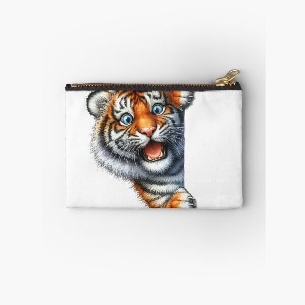 Item preview, Cute Baby Tiger Roaring Peeking Out 3D Cartoon Animal Illustration designed and sold by LunaPixelStudio.