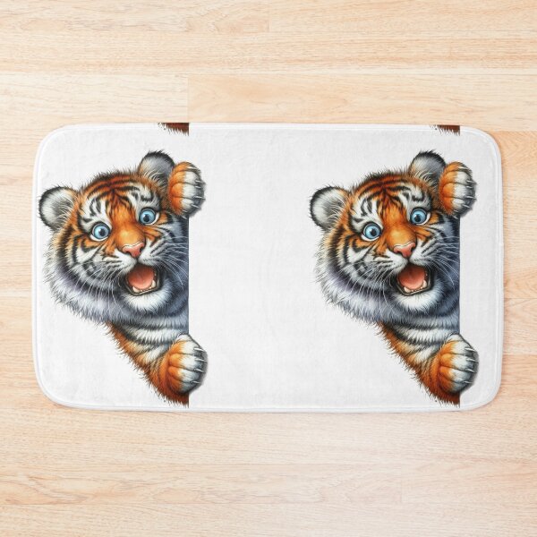 Item preview, Cute Baby Tiger Roaring Peeking Out 3D Cartoon Animal Illustration designed and sold by LunaPixelStudio.