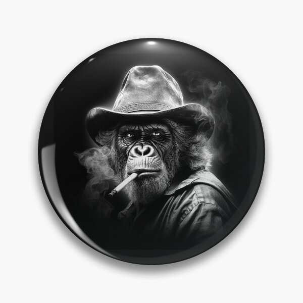 Item preview, Cowboy Gorilla Portrait | Black and White Western Animal Art designed and sold by inkoutninja.