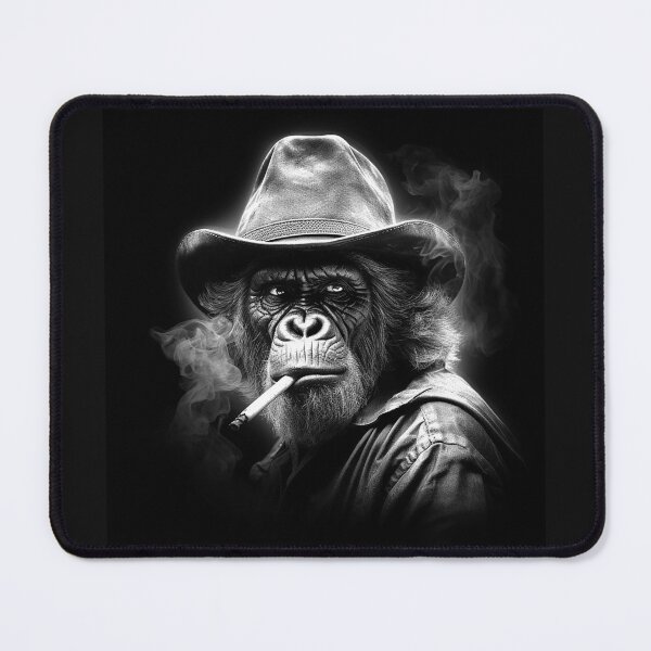 Item preview, Cowboy Gorilla Portrait | Black and White Western Animal Art designed and sold by inkoutninja.