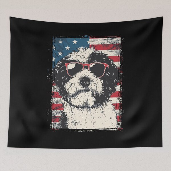 Item preview, Funny Sheepadoodle 4th July USA Flag America Mom Dad Kids designed and sold by rafaeltto.