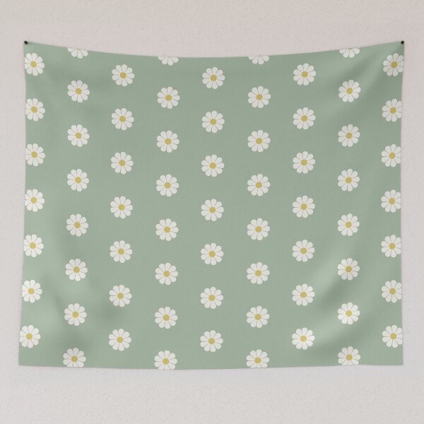 Item preview, Sage Green Daisy Retro Floral Pattern designed and sold by ClaudiaFlores.