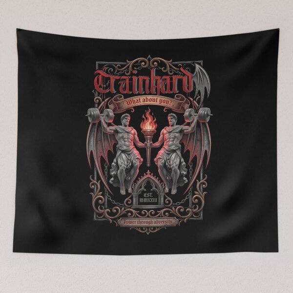 Item preview, TrainHard Gothic Strength – Power Through Adversity Fitness Design designed and sold by TrainHardCo.