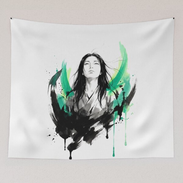Item preview, Rebirth — Japanese Sumi Ink Woman Portrait Art designed and sold by InkMindStudio.
