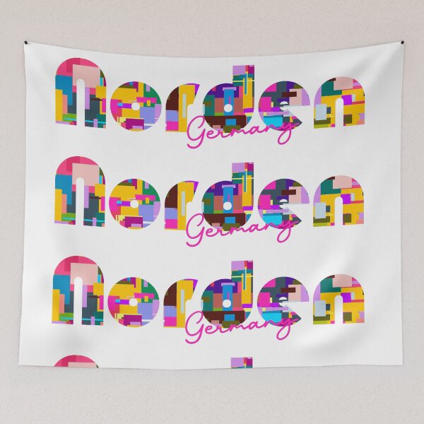 Item preview, Norden, Germany, Vibrant Abstract City Typography Art designed and sold by Wanderful-roads.