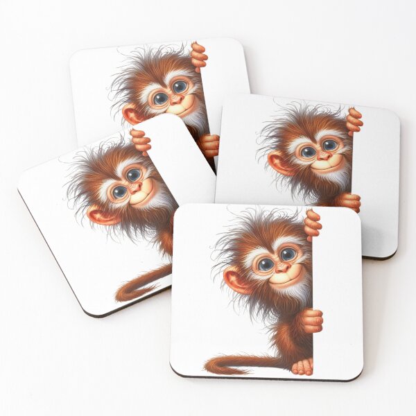 Item preview, Cute Baby Monkey Peeking Out Funny Messy Hair 3D Cartoon Illustration designed and sold by LunaPixelStudio.