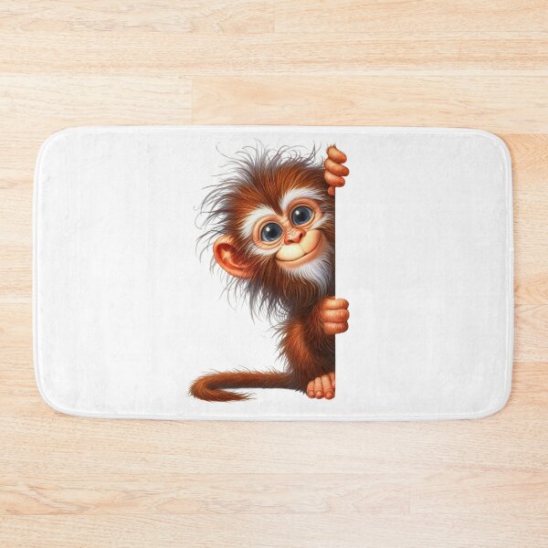 Item preview, Cute Baby Monkey Peeking Out Funny Messy Hair 3D Cartoon Illustration designed and sold by LunaPixelStudio.