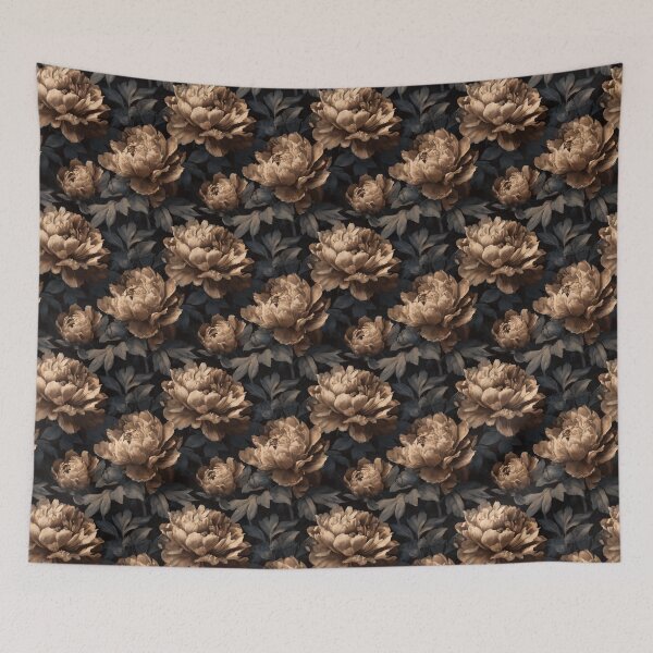Item preview, Vintage Engraved Sepia Peony Dark Moody Floral designed and sold by Prismatect.