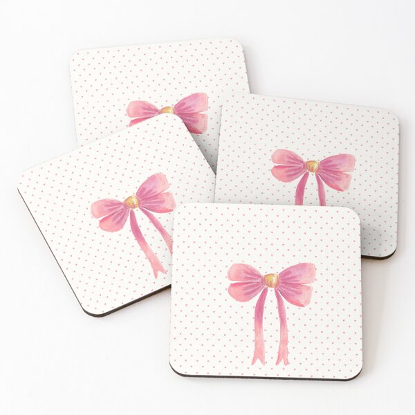 Item preview, Preppy Pink Ribbon Bow & Mini Hearts Pattern designed and sold by Akira Design Store.