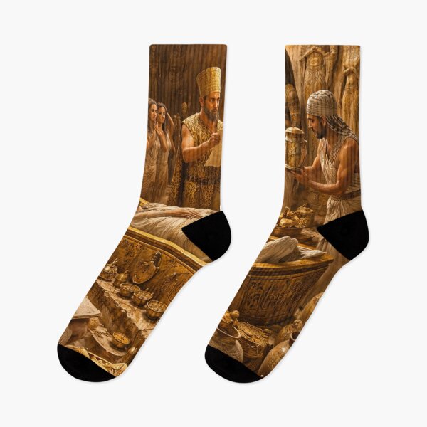 Item preview, Ancient Egyptian Embalming Ritual Scene – Anubis, Pharaoh & Sacred Afterlife Ceremony Art designed and sold by Queen Cleopatra.