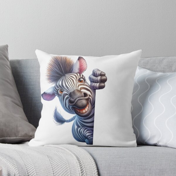 Item preview, Cute Happy Zebra Peeking Out 3D Cartoon Safari Illustration designed and sold by LunaPixelStudio.
