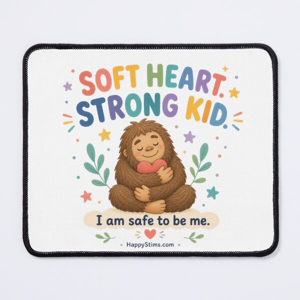 Item preview, Soft Heart Strong Kid Bigfoot Neurodiversity Affirmation designed and sold by HappyStimsCo.