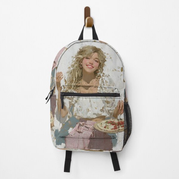 Item preview, Sunlit Blonde Girl Enjoying Fresh Pizza Art designed and sold by colorful-white.