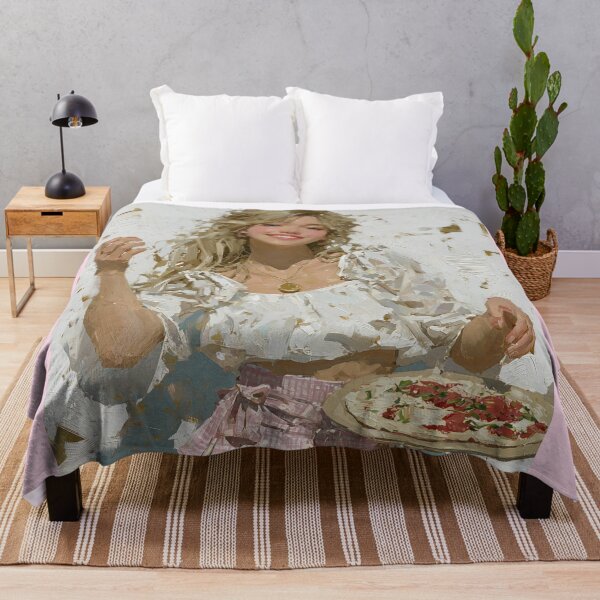 Item preview, Sunlit Blonde Girl Enjoying Fresh Pizza Art designed and sold by colorful-white.