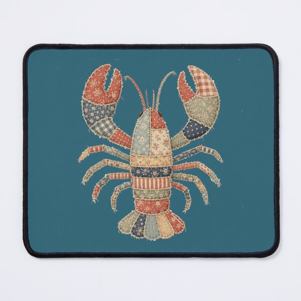 Item preview, Faux Patchwork Lobster Graphic Cottagecore Beach Coastal Style designed and sold by Made by Tamar.