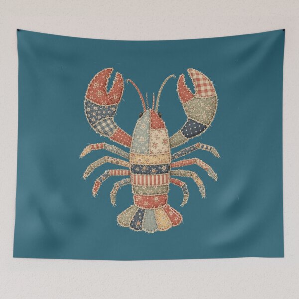 Item preview, Faux Patchwork Lobster Graphic Cottagecore Beach Coastal Style  designed and sold by Made by Tamar.