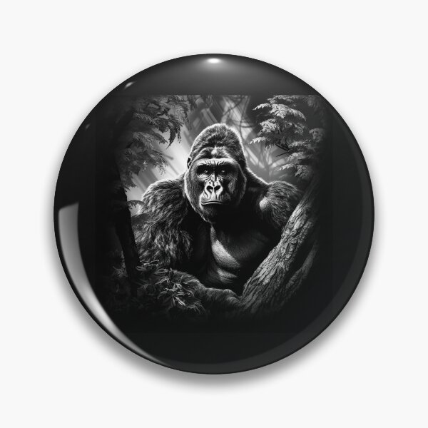 Item preview, Jungle Gorilla Portrait | Black and White Wildlife Animal Art designed and sold by inkoutninja.
