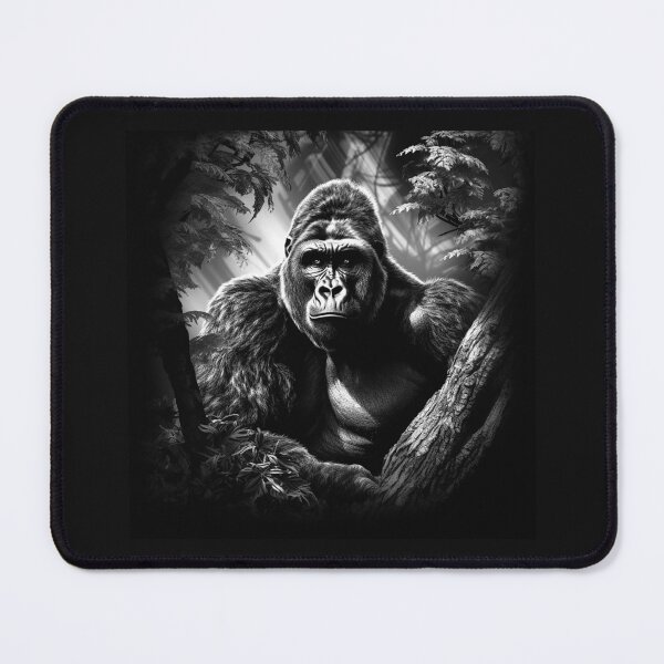 Item preview, Jungle Gorilla Portrait | Black and White Wildlife Animal Art designed and sold by inkoutninja.