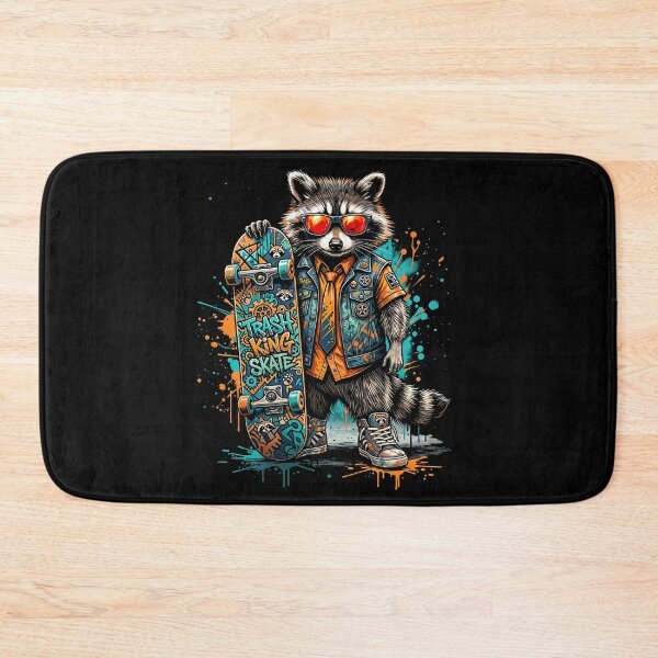 Item preview, Rad Trash Skateboard Retro Skater Raccoon designed and sold by mrhighsky.
