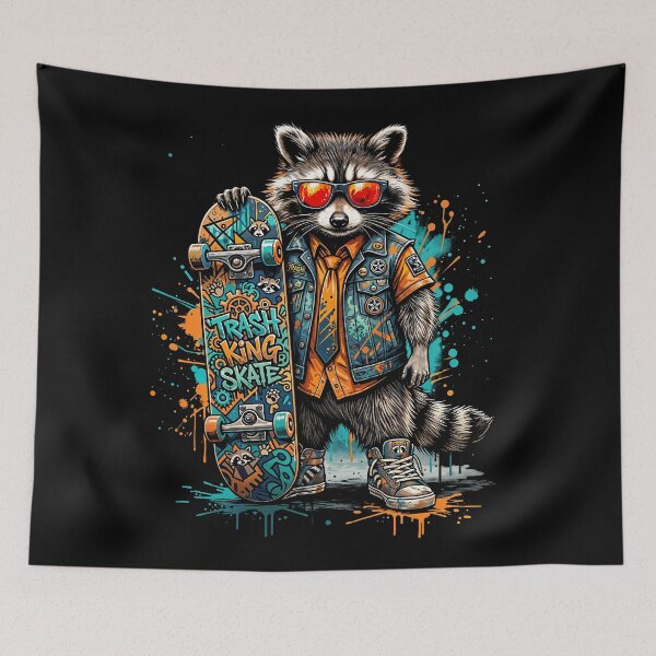 Item preview, Rad Trash Skateboard Retro Skater Raccoon designed and sold by mrhighsky.