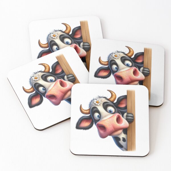 Item preview, Cute Happy Cow Peeking Out 3D Cartoon Farm Animal Illustration designed and sold by LunaPixelStudio.