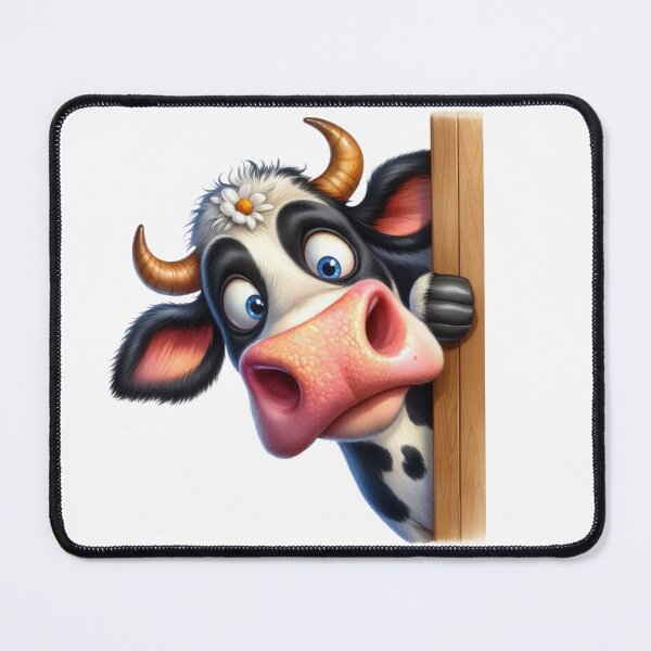 Item preview, Cute Happy Cow Peeking Out 3D Cartoon Farm Animal Illustration designed and sold by LunaPixelStudio.