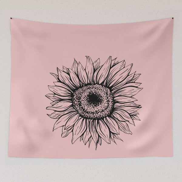 Item preview, Sunflower Line Art Tattoo Style, Black Botanical Floral Design  designed and sold by digitalbob60.