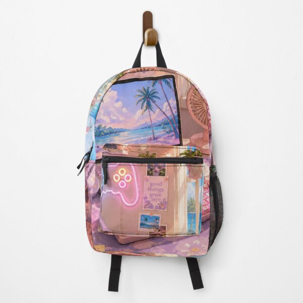Item preview, Pink Kawaii Beach Desk Setup - Aesthetic Workspace Art designed and sold by PixelPanduh.