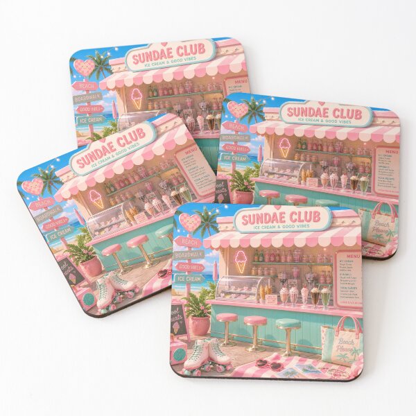 Item preview, Sundae Club Pink Ice Cream Shack - Y2K Barbiecore Beach designed and sold by MeanPanduh.