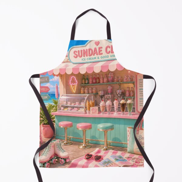 Item preview, Sundae Club Pink Ice Cream Shack - Y2K Barbiecore Beach designed and sold by MeanPanduh.