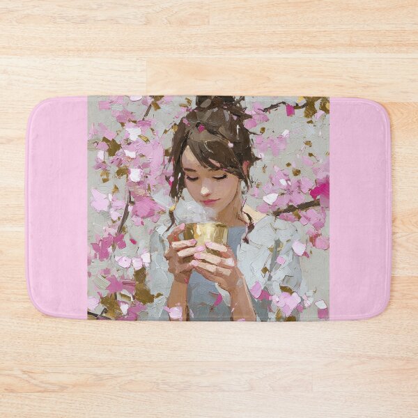 Item preview, Serene Girl Drinking Tea Under Cherry Blossoms designed and sold by colorful-white.