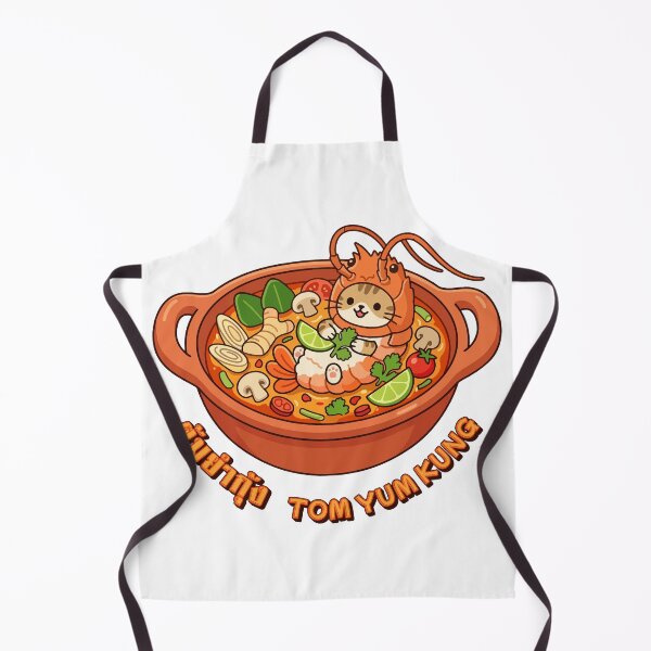 Item preview, Tom Yum Kung Cat Kawaii Cute Thai Food Cat Illustration designed and sold by Muri Neko.