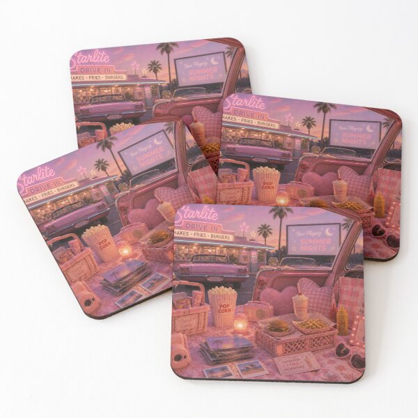 Item preview, Starlite Drive-In Pink Sunset - Y2K Dollette Retro Art designed and sold by MeanPanduh.