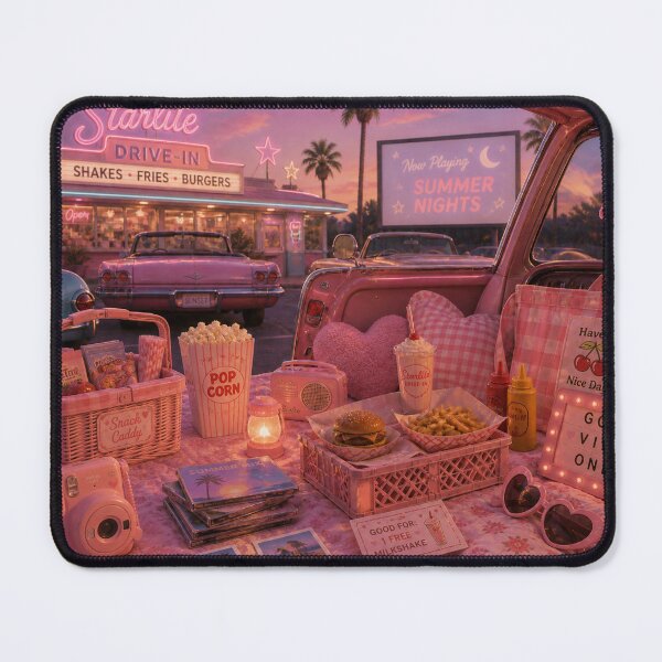 Item preview, Starlite Drive-In Pink Sunset - Y2K Dollette Retro Art designed and sold by PixelPanduh.