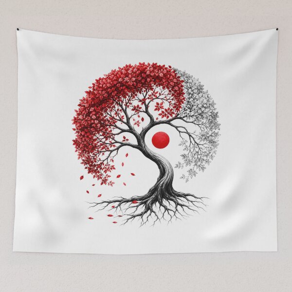 Item preview, Yin Yang Tree Japanese Zen Balance Art designed and sold by InkNovaLab.