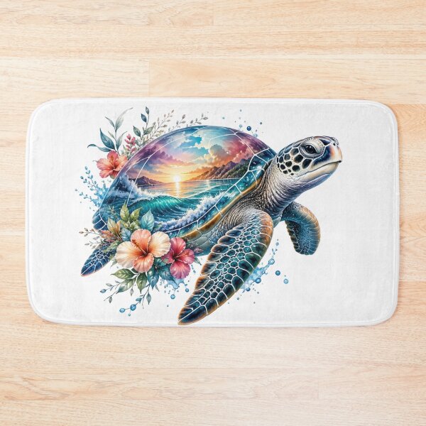 Item preview, Sea Turtle Floral Ocean Beach Nature Art designed and sold by InkNovaLab.