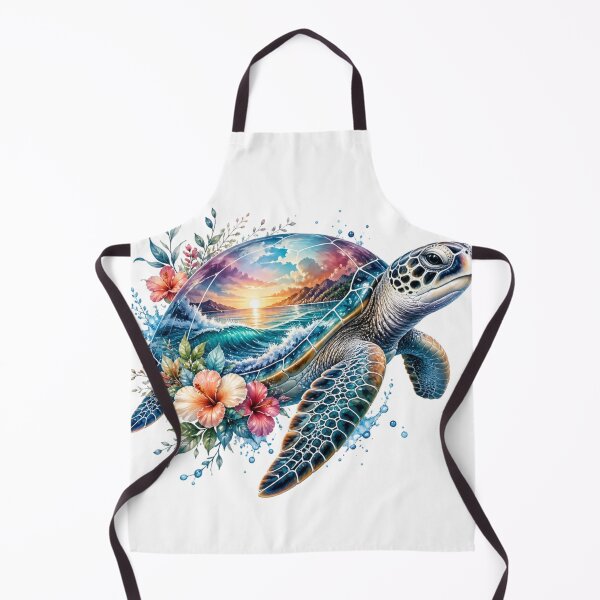 Item preview, Sea Turtle Floral Ocean Beach Nature Art designed and sold by InkNovaLab.