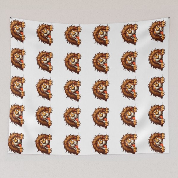 Item preview, Cute Goofy Lion Peeking Out 3D Cartoon Safari Animal Illustration designed and sold by LunaPixelStudio.