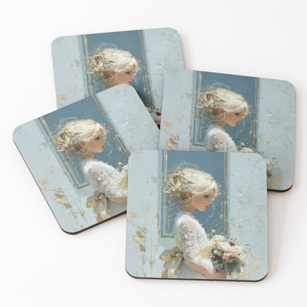 Item preview, Ethereal Blonde Girl Holding Pastel Floral Bouquet designed and sold by colorful-white.