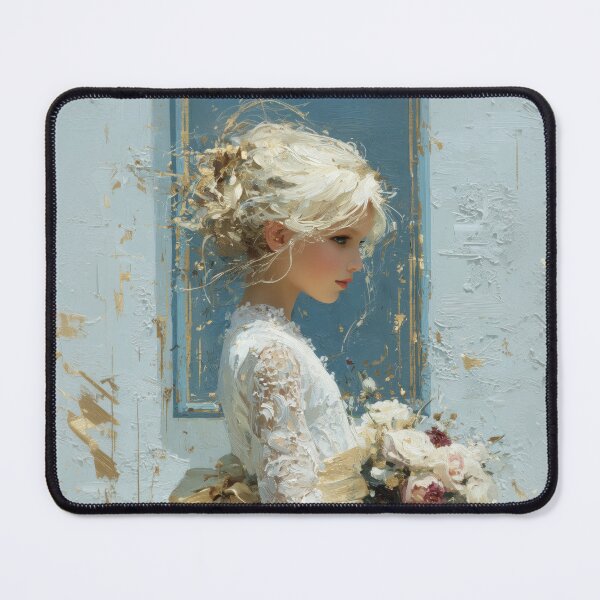 Item preview, Ethereal Blonde Girl Holding Pastel Floral Bouquet designed and sold by colorful-white.